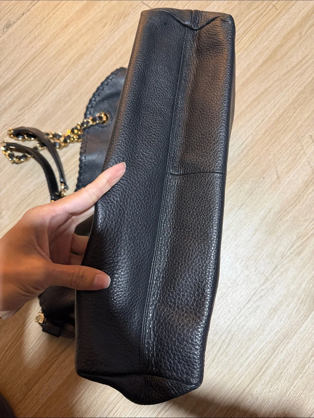 Tory Burch Black Pebbled Leather Chain-Handle Shoulder Bag
